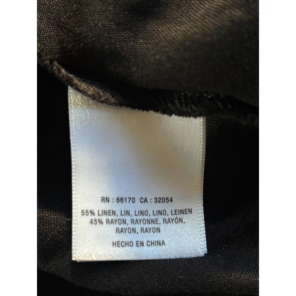 Anthropologie Linen Blend Smocked Black Strappy Back Mini Dress‎ Medium Coastal - Picture 4 of 6